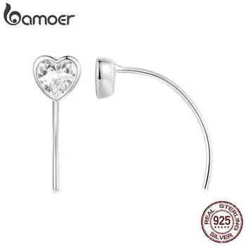 Гипоаллергенные серьги-гвоздики Bamoer из стерлингового серебра 925 пробы, изящные простые серьги-сердечки для женщин BSE1003