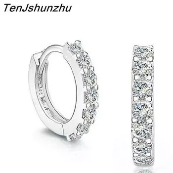 Гипоаллергенные серьги из стерлингового серебра 925 пробы с цирконием, круглые серьги-гвоздики для женщин и девочек, простые ювелирные изделия Brincos