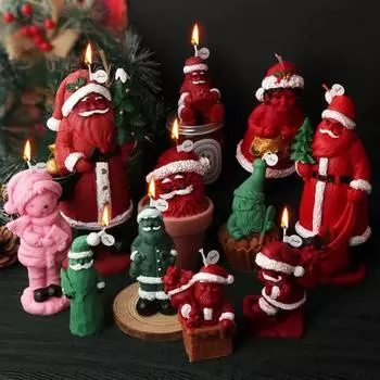 Гипсовая форма в форме человека в шляпе, 3D-форма для дерева, Санта-Клауса, силиконовая форма для свечей, праздничный декор, рождественский подарок J