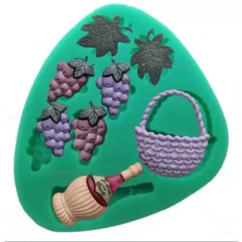 Гипсовые украшения для свечей, красное вино, виноград, пищевой силикон, помадка, формы для торта, шоколадная форма, инструменты для выпечки на кухне