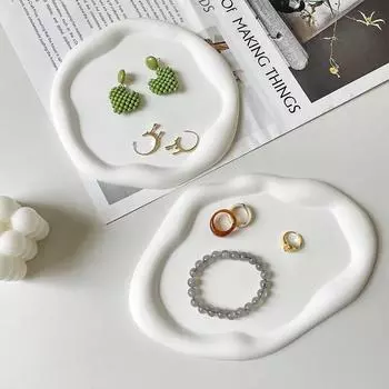 Гипсовый лоток для ювелирных изделий, держатель для ювелирных изделий, органайзер для хранения, нестандартная дисковая пластина, кольцо, браслет, ожерелье, ювелирное украшение