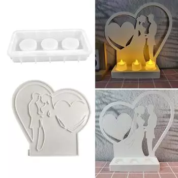 Гипсовый подсвечник Силиконовая форма Форма для основания свечи Форма для пары Подсвечник в форме сердца Формы для украшений Украшения для дома Форма 3