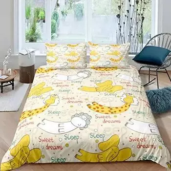 Giraffe Bedding Set Children Cute Cartoon Lion Elephant Duvet Cover for Boys Girls Animal Theme Comforter Cover Lovely Wildlife 218x177cm 86x70in