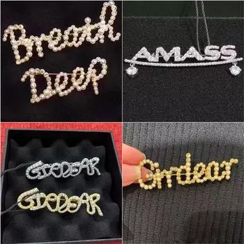 Girdear Amass Official Website 2024 New Arrival Genuine Goods Luxury High-End Deep Breath English Letter Brooch Ornament Female Single Breath