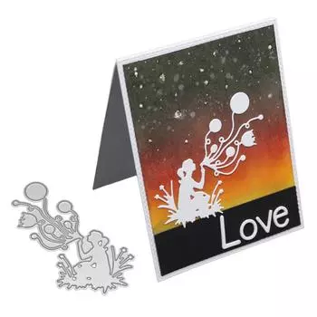 Рамка Девочка Пускает Пузыри Металлический Серебристый Трафарет Тиснение Вырубные Ножи Для DIY Скрапбукинга Бумажный Альбом Открытки Изготовление серебряный