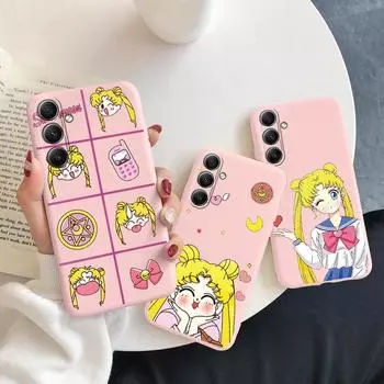 Мягкий силиконовый розовый чехол с рисунком девушки для Samsung A55 M35 M34 S24 Xiaomi Redmi Note 13 Pro 13C iPhone 15, защитный противоударный чехол для камеры Samsung Galaxy A11