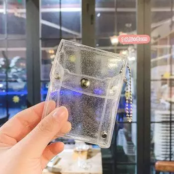 Girl Cute Transparent With Keychain PVC Coin purse Lipstick bag Mini Comestic bag Key wallet