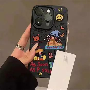 Girl Graffiti подходит для телефонов Apple 15/14/13/12/11/PRO/PROMAX/XSMAX/XR/XS/X. iPhone 15PRO чёрный