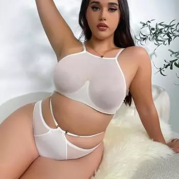 Девушка сетчатый прозрачный сексуальный забавный комплект большого размера 1XL