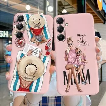 Мягкий силиконовый розовый чехол с рисунком для девочек и мам для Samsung A55 A35 M35 M34 S24 FE Xiaomi Redmi Note 13 Pro 13C iPhone 15, защитный противоударный чехол для камеры Samsung Galaxy A11