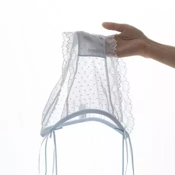 Girl Polka Dots Mesh Bow Hollow Lace Briefs Women Intimates Sexy Panties Wave Dot Panties XL