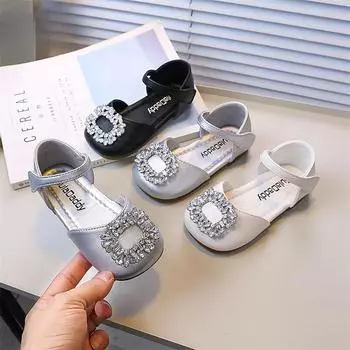 Girl Princess Dress Sandals Summer Rhinestone Buckle Children Princess Shoes Fashion Causal Kids Wedding Party Sandals Versatile 23 чёрный