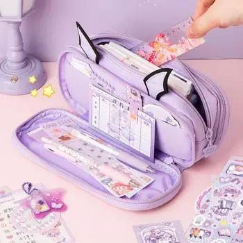 Girl Rabbit Angel Pencil Bag Large Capacity Angel Pen Box Pretty Angel Pencil Cases Stationery фиолетовый