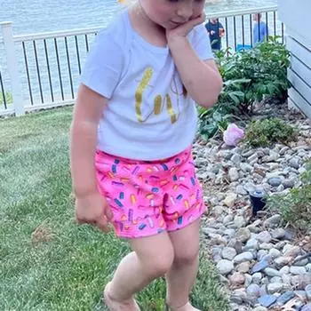 Girl s Casual Clothes Set Cute Letter Short Sleeve Tops and Candy Print Shorts/Trousers with Headband 18-24 Months белый