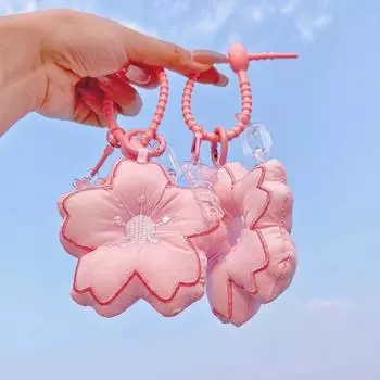 Girl s Gift Pink Sakura Bag Pendant Cherry Blossom Keyring Floral Keychain Backpack Accessory розовый