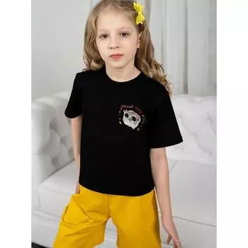 Girl Sad Hamster Черная одежда Одежда для девочек 10 лет Детская футболка Футболки с рисунком Футболки с Месси Детские 5-6Y