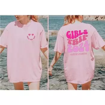 GIRL TRIP 2024 SUnisex top T-shirt Amazon fashion sports short sleeved T-shirt S розовый