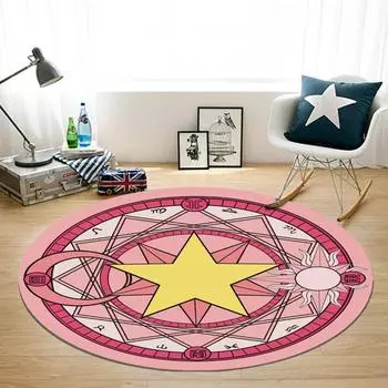Girl Wind Magic Array Ковер Гостиная Спальня Кровать Одеяло Коврик для йоги Колыбель Коврик Фото 60cm Round