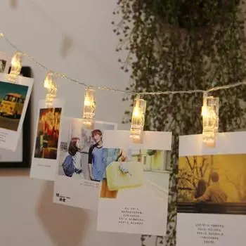 Гирлянда для фотоклипов, гирлянды 1,5 м, 10 светодиодов, светодиодная гирлянда для спальни, сделай сам, прищепки, декоративные лампы на батарейках теплый белый