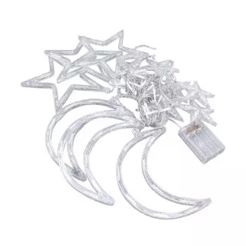 Гирлянда для занавеса «Звезда, Луна» Романтическая атмосфера Питание от батареек 126 светодиодных гирлянд для занавеса «Рамадан»