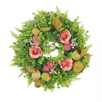 Гирлянда Искусственная роза Растение Гирлянда Пластиковое кольцо для подвешивания на дверь Украшения на День святого Валентина Искусственная гирлянда Рождество