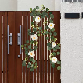 Гирлянда из эвкалипта с цветами - акцент домашнего декора 175cm