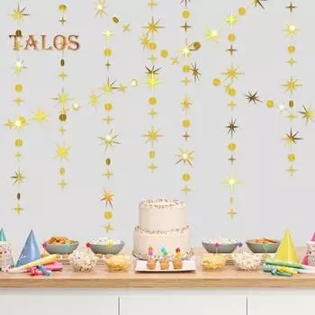 Гирлянда из блестящей бумаги, подвесная лента, круг, точки, звезды, гирлянды, сверкающая лента для дня рождения, вечеринки, детского душа, свадьбы, декора B