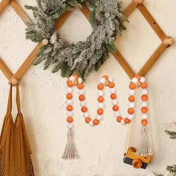 Гирлянда из деревянных бусин Бусы для фермерского дома?с кисточками Бохо бусины многоуровневый поднос ваза оконная полка декоративные бусины домашний декор