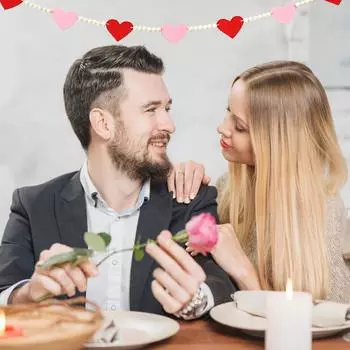 Гирлянда из деревянных бусин на День святого Валентина, гирлянда из деревянных бусин в деревенском стиле, подвесные деревянные украшения в виде сердечек, многоярусные украшения для подносов, настенный декор, 1 One Size красный