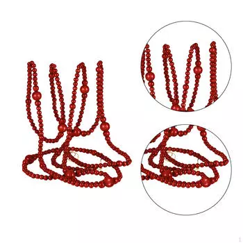 Гирлянда из деревянных бусин, рождественский подвесной деревянный бисер, украшение на стену красный