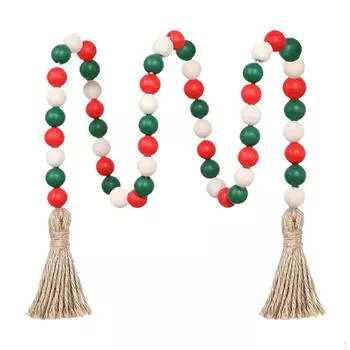 Гирлянда из деревянных бусин с кисточками, рождественский многоярусный поднос, украшение для стены