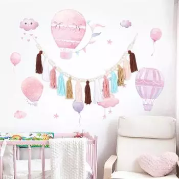 Гирлянда из деревянных бусин с радужной хлопковой веревкой и кисточкой ручной работы в стиле бохо Элегантный деревенский фермерский дом Настенное украшение из деревянных бусин Товары для дома A