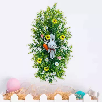 Гирлянда из искусственной лозы на Пасху, милые деревенские каминные полки, аксессуары, элегантная цветочная гирлянда, Rabbit Carrot