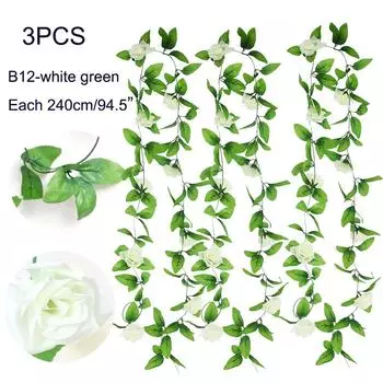 Гирлянда из искусственных цветов ручной работы, венок на входную дверь, искусственные цветы из виноградной лозы с зелеными листьями, подвесные для комнаты, годовщины, свадьбы, дня рождения 15cm