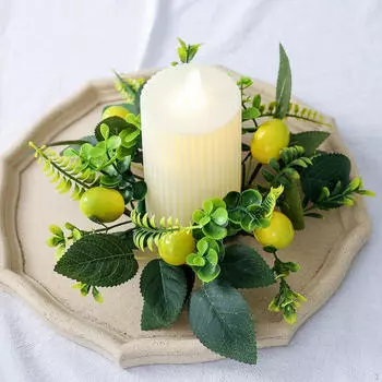 Гирлянда из колец со свечами и лимонным декором, подсвечник для улицы, держатель для стола