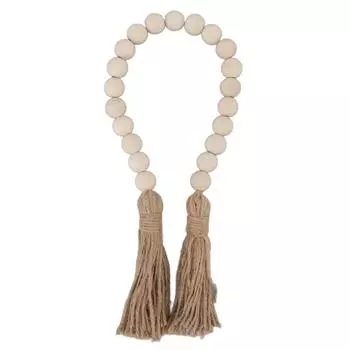 Гирлянда из натуральных деревянных бусин, ручная работа, настенное украшение из бусин с кисточками для подарков, украшений