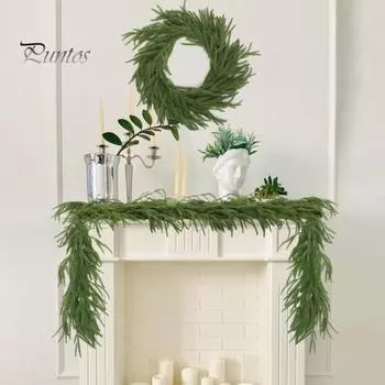 Гирлянда из норфолкской сосны, 59 дюймов, реалистичная рождественская гирлянда из зелени, искусственная гирлянда из сосновых иголок для праздничного декора каминного стола 150 - mm