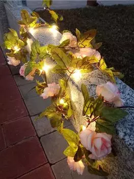 Гирлянда из подсолнухов и роз, водонепроницаемая, 2 м, 20 светодиодов, искусственные цветы, гирлянда из подсолнухов и роз с подсветкой для сада Sunflower