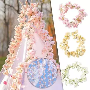 Гирлянда из ротанга, гибкий искусственный цветок из ротанга, украшения из искусственных цветов для внутреннего и наружного домашнего декора One Size розовый