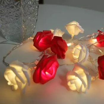 Гирлянда из роз на День святого Валентина, 3 м, гирлянда из цветочных гирлянд, 20 светодиодных лампочек для вечеринки, свадьбы, Дня матери, дня рождения, Рождества 7cm белый