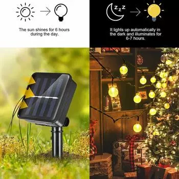 Гирлянда из шаров, солнечные гирлянды, 8 режимов, мини-шары для внутреннего и наружного использования, спальни, вечеринки, свадьбы, сада, дерева, декора 472 5M 20LED