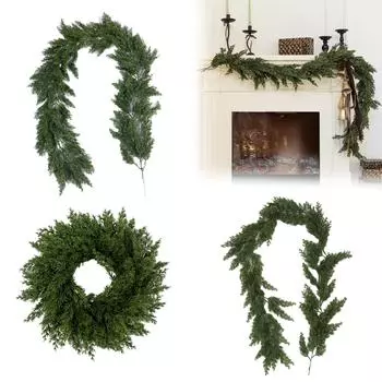 Гирлянда из тростника, настоящая зимняя елочная гирлянда, рождественское украшение One Size