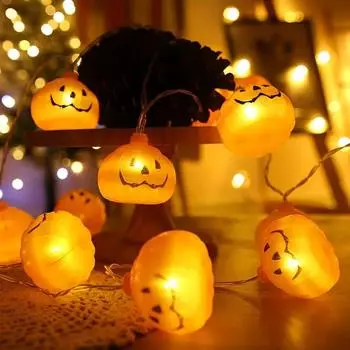 Гирлянда из тыкв на Хэллоуин, работающая от батареек, оранжевые тыквы, гирлянда для дома и улицы, жуткие украшения для вечеринки на террасе 816 10 balls battery оранжевый