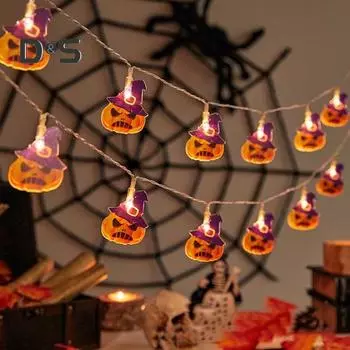 Гирлянда из тыкв на Хэллоуин, водонепроницаемая, работающая от батареек, тыква, привидение, летучая мышь, кошка, гирлянда для украшения праздника в помещении и на открытом воздухе 150CM F