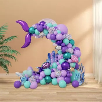 Гирлянда из воздушных шаров «Русалочка», арка из воздушных шаров «Хвост русалки», реквизит для фотосъемки, детский праздник на море на день рождения