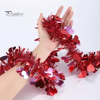 Гирлянда на День святого Валентина, блестящая гирлянда в форме сердца, романтическая подвесная гирлянда для украшения домашних вечеринок белый/красный