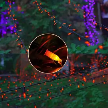 Гирлянда на елку на батарейках с таймером, 8 режимов, светодиодные гирлянды для улицы, патио, сада, свадьбы, вечеринки, праздничного освещения 5M 50LED оранжевый