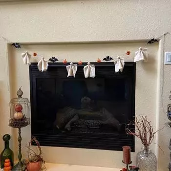 Гирлянда на Хэллоуин Милые хлопковые привидения Баннер на Хэллоуин Ручная работа Деревенский настенный декор для