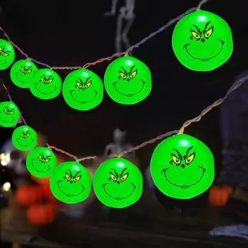 Гирлянда на Хэллоуин, украшение, зеленые мультяшные светящиеся шары, питание от батареек/USB, праздничное украшение для дерева для домашнего торгового центра, бара 150 - mm USB-Charging