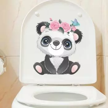 Гирлянда панда стикер для унитаза съемный самоклеящийся водостойкий ПВХ гостиная ванная комната настенное искусство животное украшение крышки унитаза